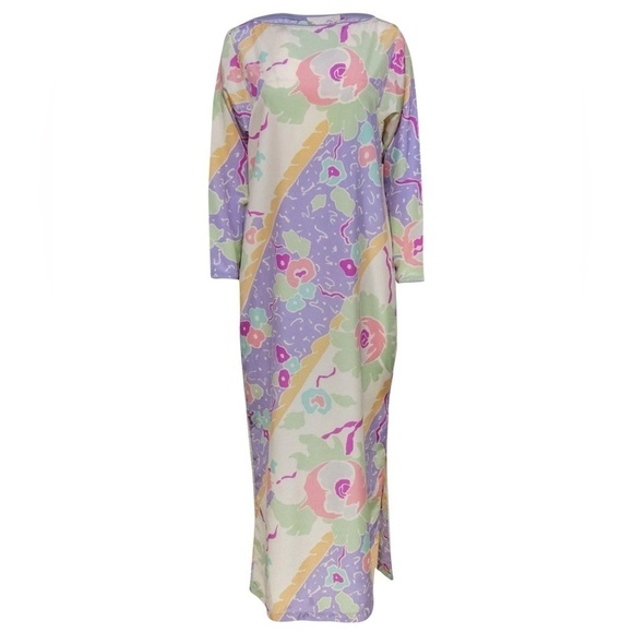Oscar de la Renta Dresses & Skirts - Vintage Oscar De La Renta Satin Pastel Floral Print Maxi Dress